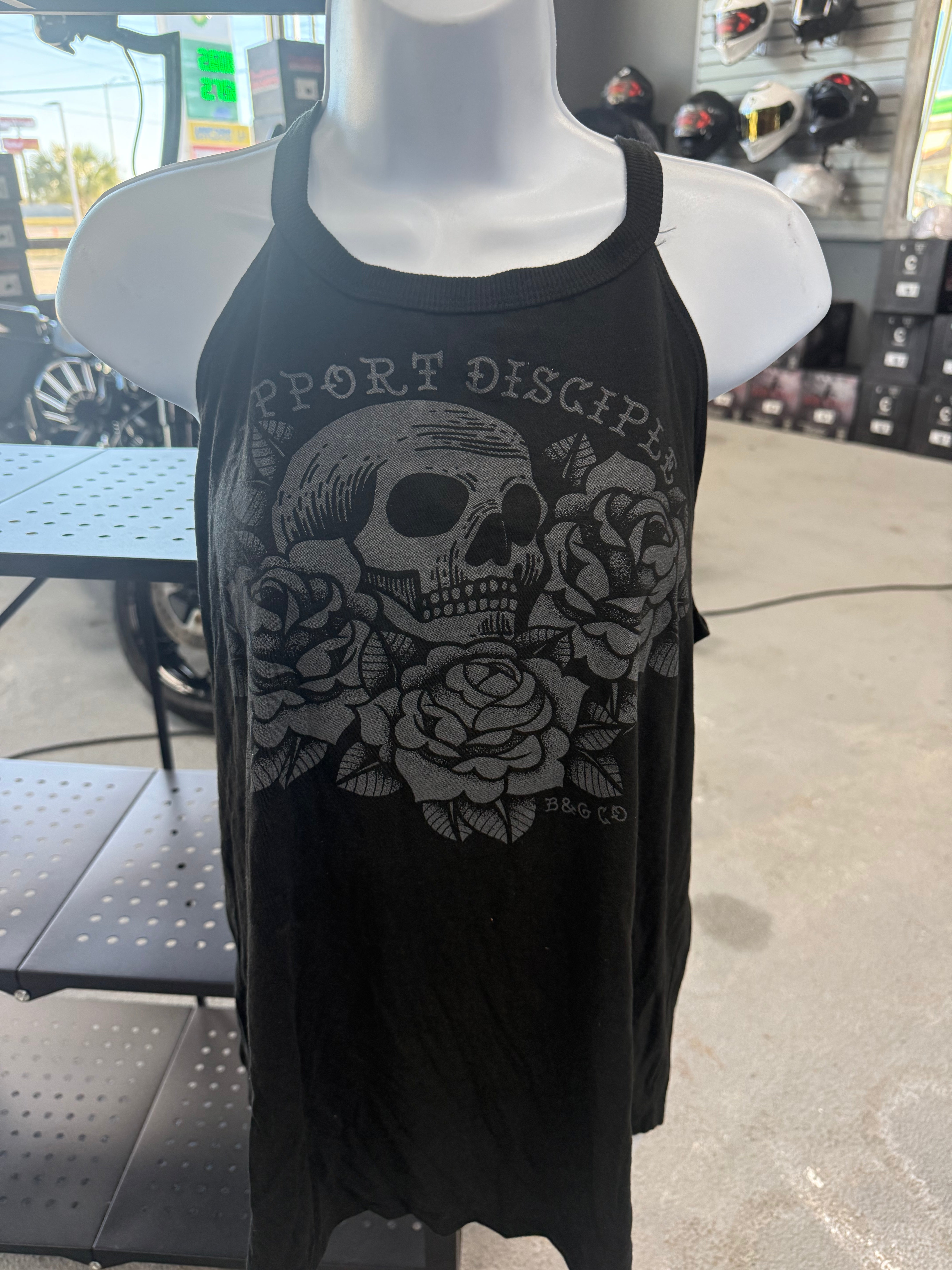Ladies Support DCMC Tank With Skull and Flowers