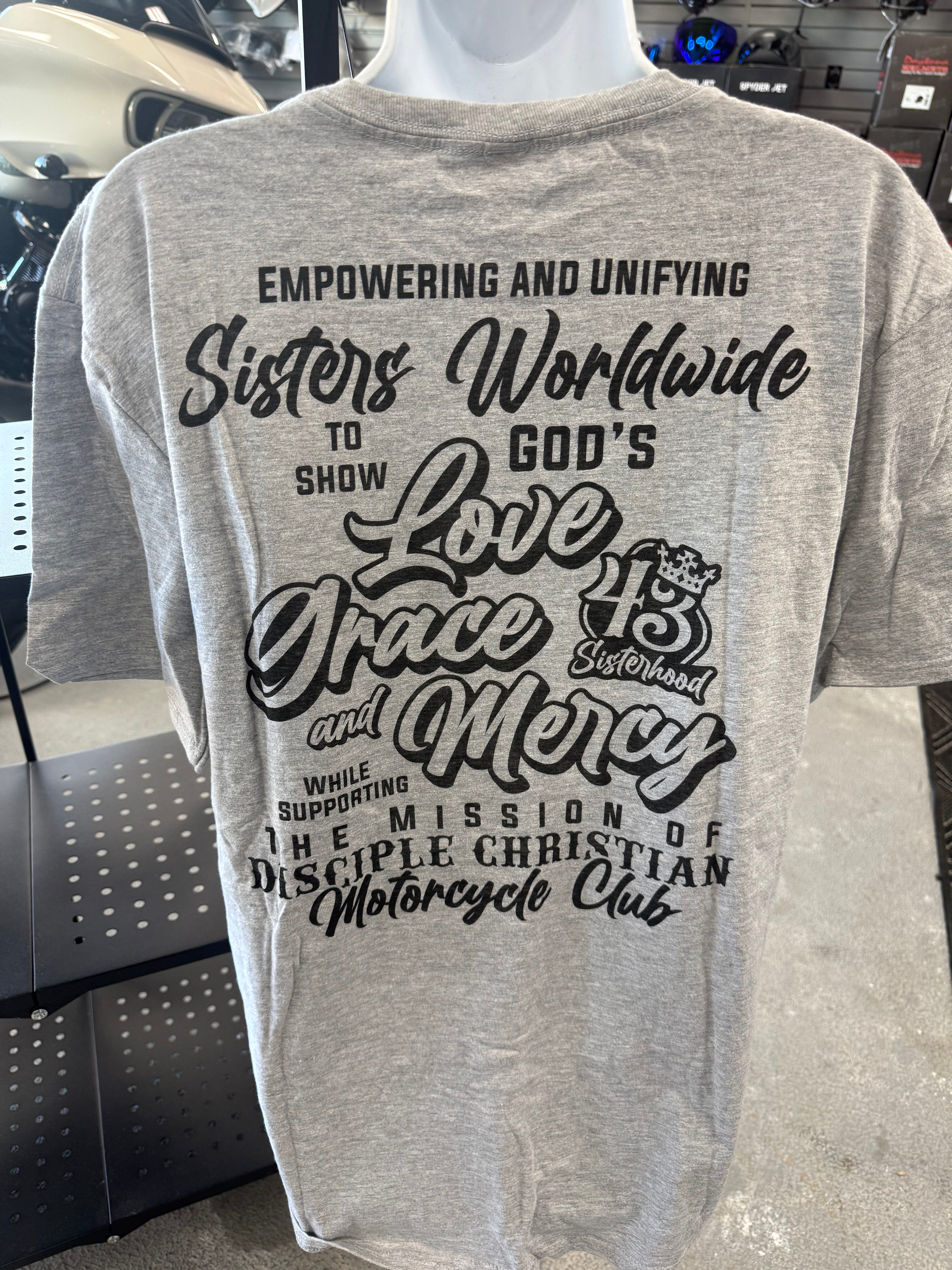 Ladies 43 Sisterhood Crown Logo Tee Shirt Grey