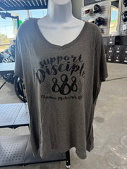 Ladies Support 888 V Neck Tee Shirt Grey