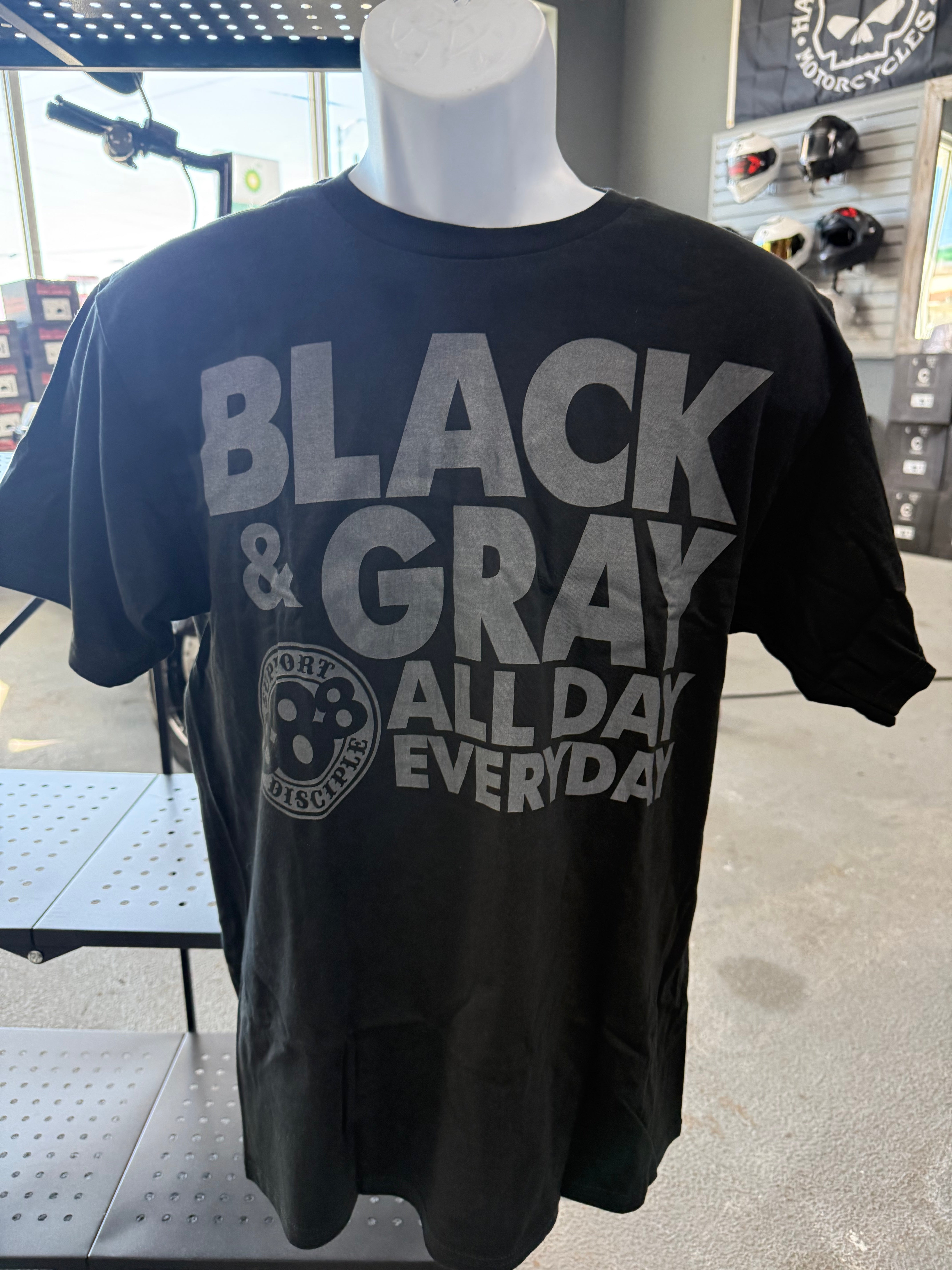 Support Black & Grey All Day Every Day Tee Shirt