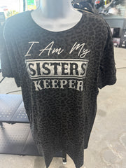 Ladies Sisters Keeper Leopard Print Tee Shirt