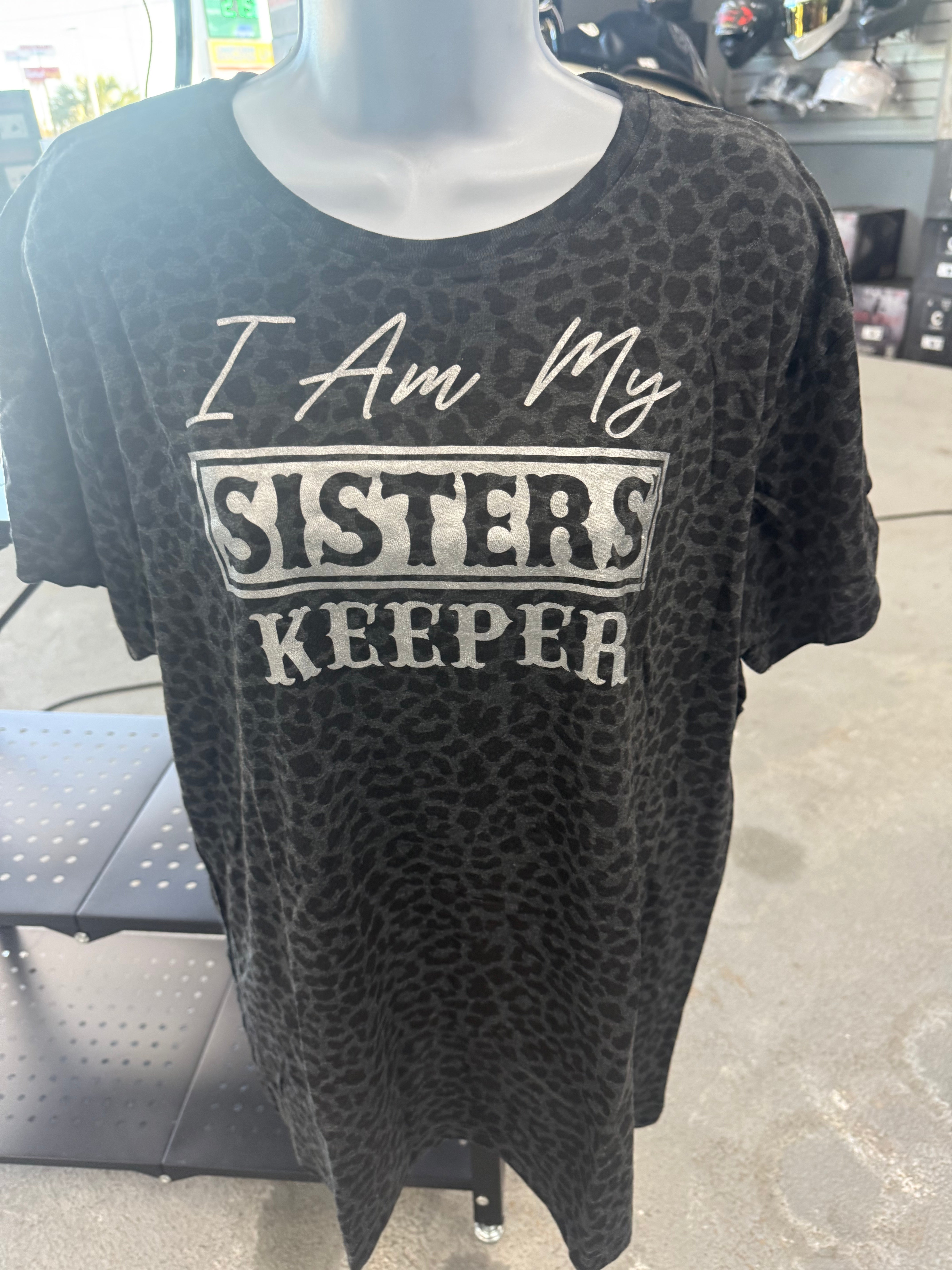 Ladies Sisters Keeper Leopard Print Tee Shirt