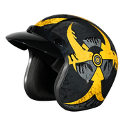 DOT Approved Daytona Cruiser Open Face Motorcycle Helmet - Men, Women & Youth - With Visor & Graphics - W/ Toxic