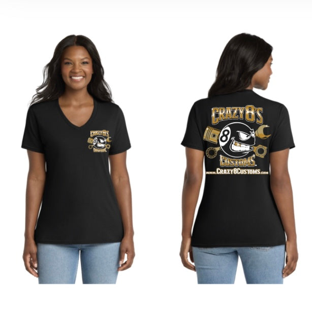 Crazy 8’s Logo Womens V-Neck tee