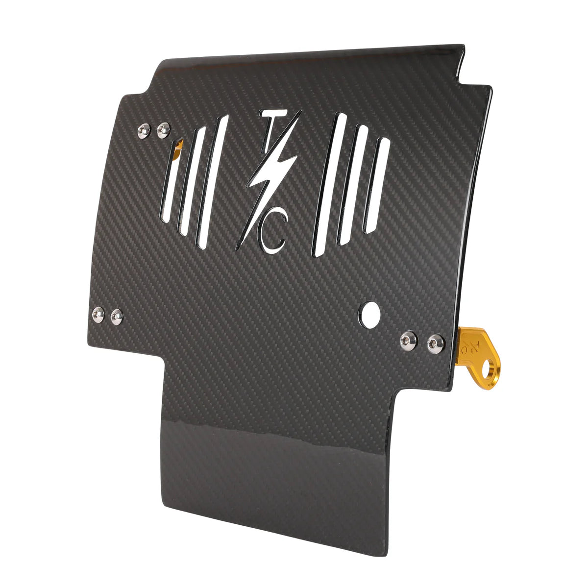 Thrashin Supply Co. 2024+ Touring Skid Plate Real Woven Carbon W/ Gold Brackets