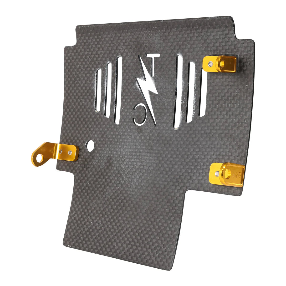 Thrashin Supply Co. 2024+ Touring Skid Plate Real Woven Carbon W/ Gold Brackets
