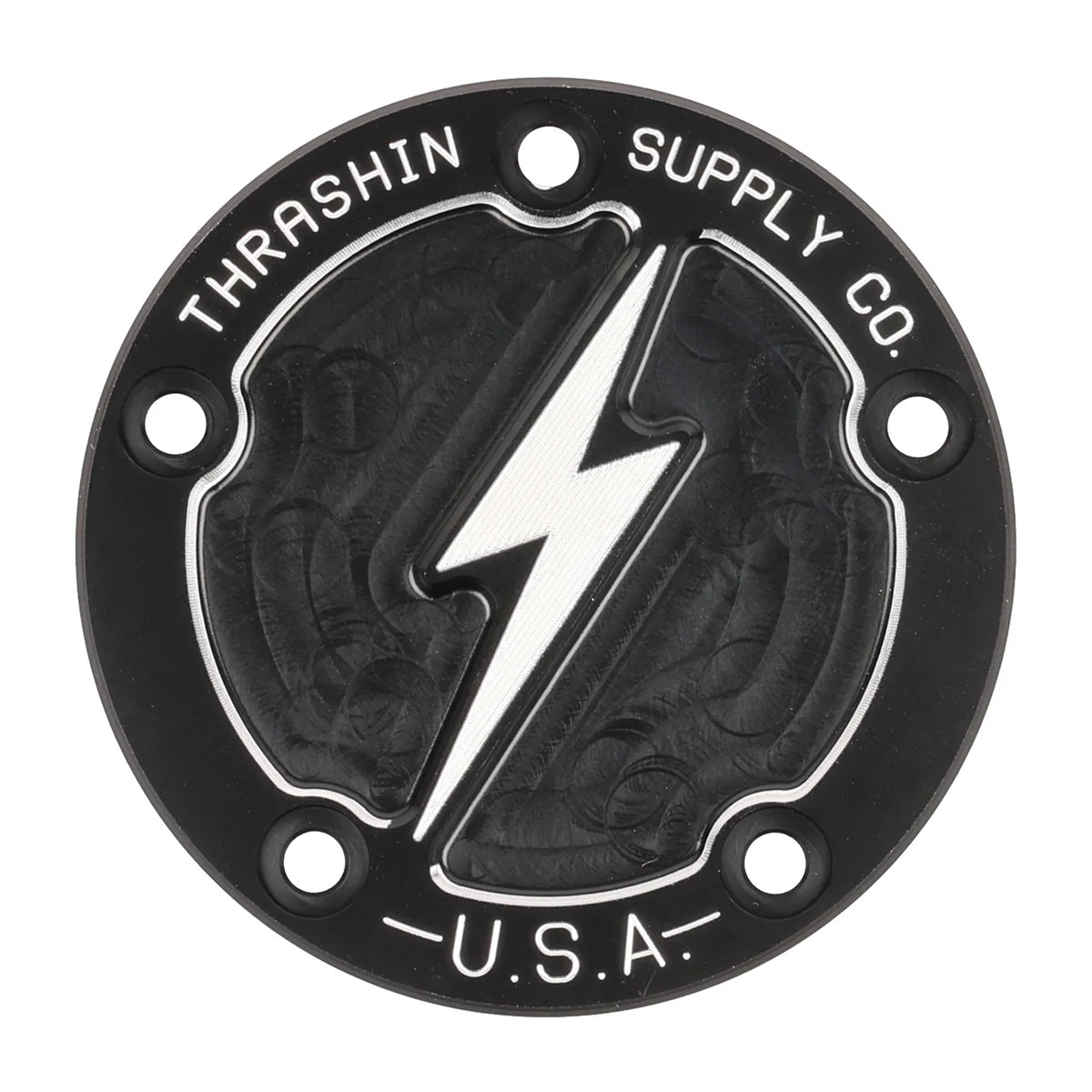 Thrashin Supply Co. Twin Cam 5-Hole Dished Points Cover - Black