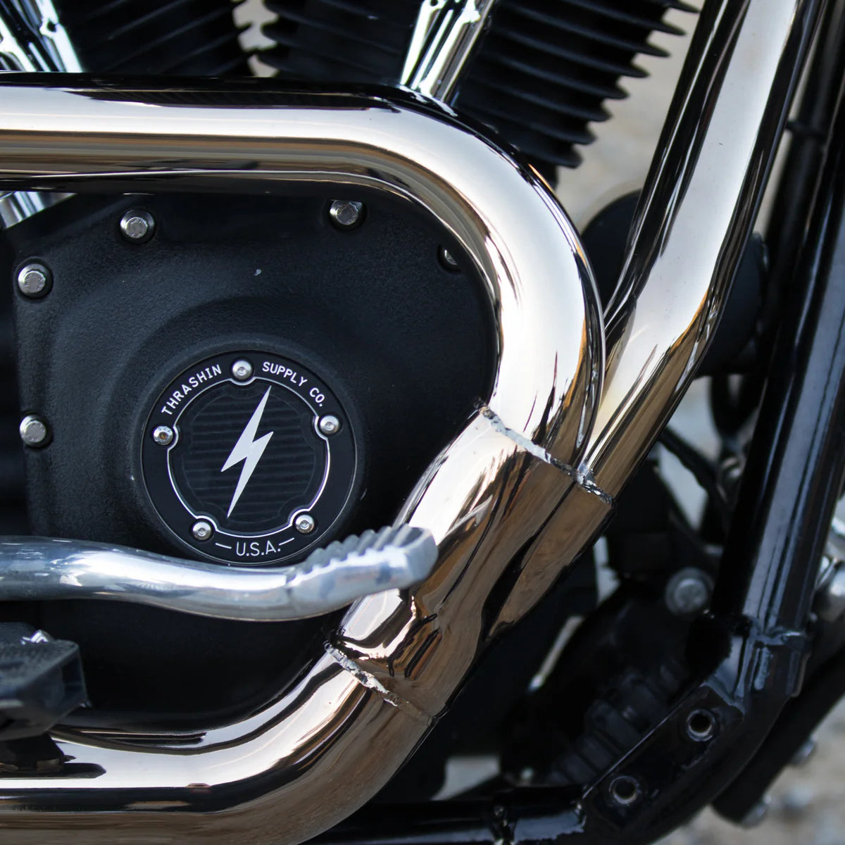 Thrashin Supply Co. Twin Cam 5-Hole Dished Points Cover - Black