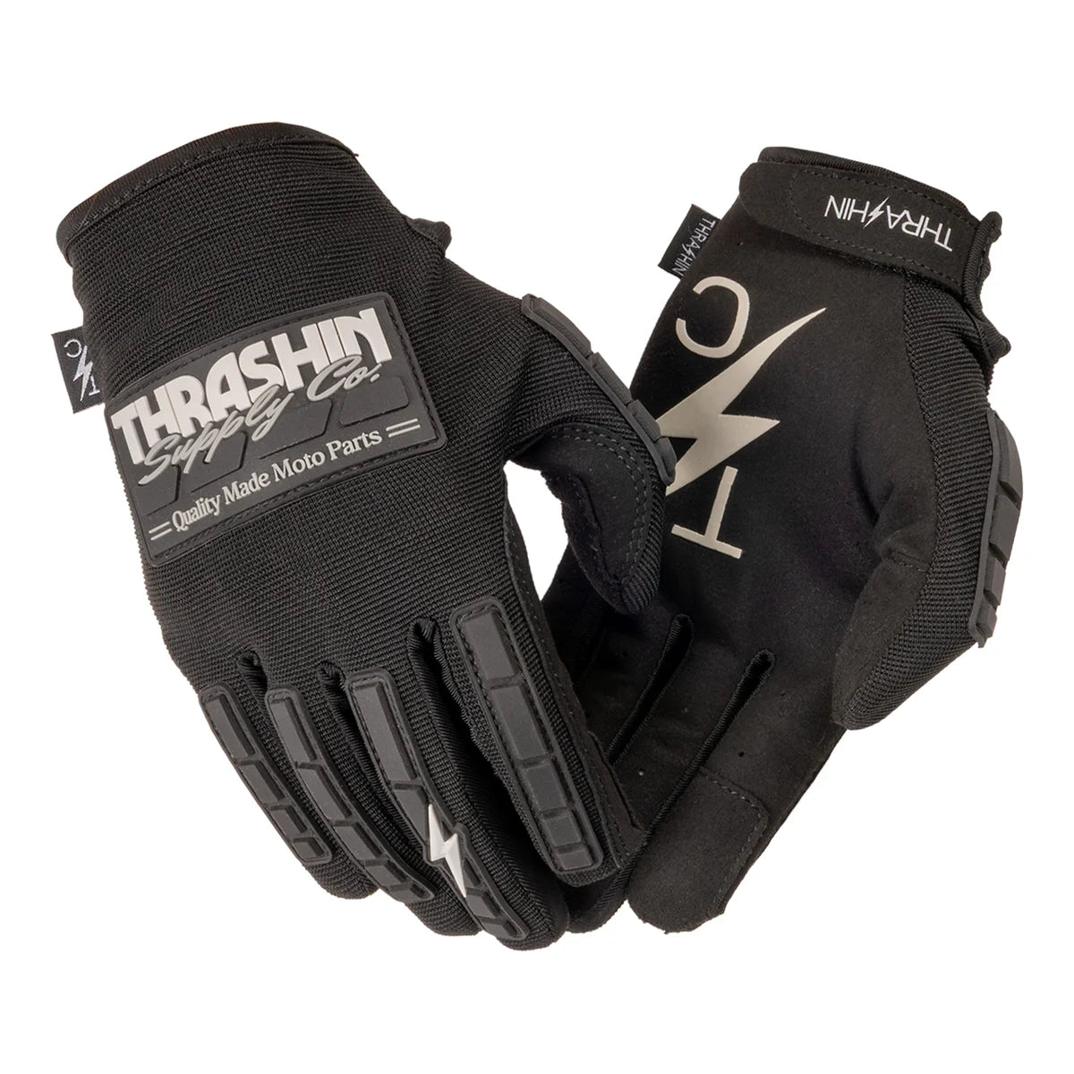 Thrashin Supply Co. Moto Stealth Gloves - Black / Grey