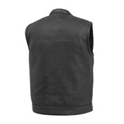 F.M.C. Sharp Shooter Perforated Men's Motorcycle Leather Vest - Black