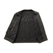 F.M.C. Sharp Shooter Perforated Men's Motorcycle Leather Vest - Black