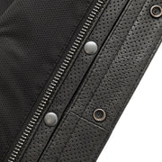 F.M.C. Sharp Shooter Perforated Men's Motorcycle Leather Vest - Black