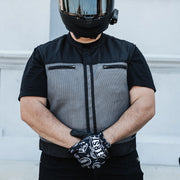F.M.C. Lowrider Moto Mesh Men's Motorcycle Vest - Black & Grey