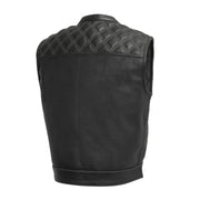 F.M.C. Downside Perforated Men's Motorcycle Leather Vest Black & Grey