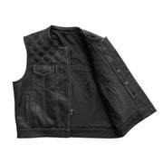 F.M.C. Downside Perforated Men's Motorcycle Leather Vest Black & Grey