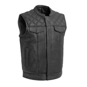 F.M.C. Downside Men's Motorcycle Leather Vest - Black