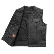 F.M.C. Downside Men's Motorcycle Leather Vest - Black