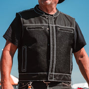 F.M.C. Lowrider Moto Mesh Men's Motorcycle Vest -Black/White