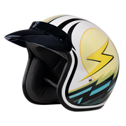 DOT Approved Daytona Cruiser Open Face Motorcycle Helmet - Men, Women & Youth - With Visor & Graphics - W/ Lightning