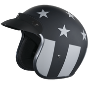 DOT Approved Daytona Cruiser Open Face Motorcycle Helmet - Men, Women & Youth - With Visor & Graphics - W/ Captain America Stealth