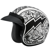 DOT Approved Daytona Cruiser Open Face Motorcycle Helmet - Men, Women & Youth - With Visor & Graphics - W/ Graffiti