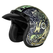 DOT Approved Daytona Cruiser Open Face Motorcycle Helmet - Men, Women & Youth - With Visor & Graphics - W/ Money
