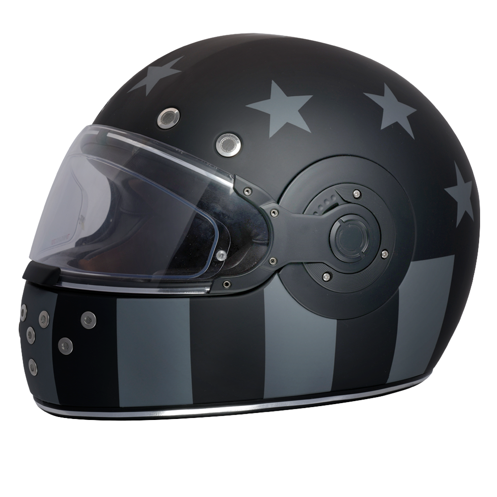 DOT Daytona Retro Full Face Motorcycle Helmet: Vintage Style for Men, Women, & Youth - W/ Captain America Stealth